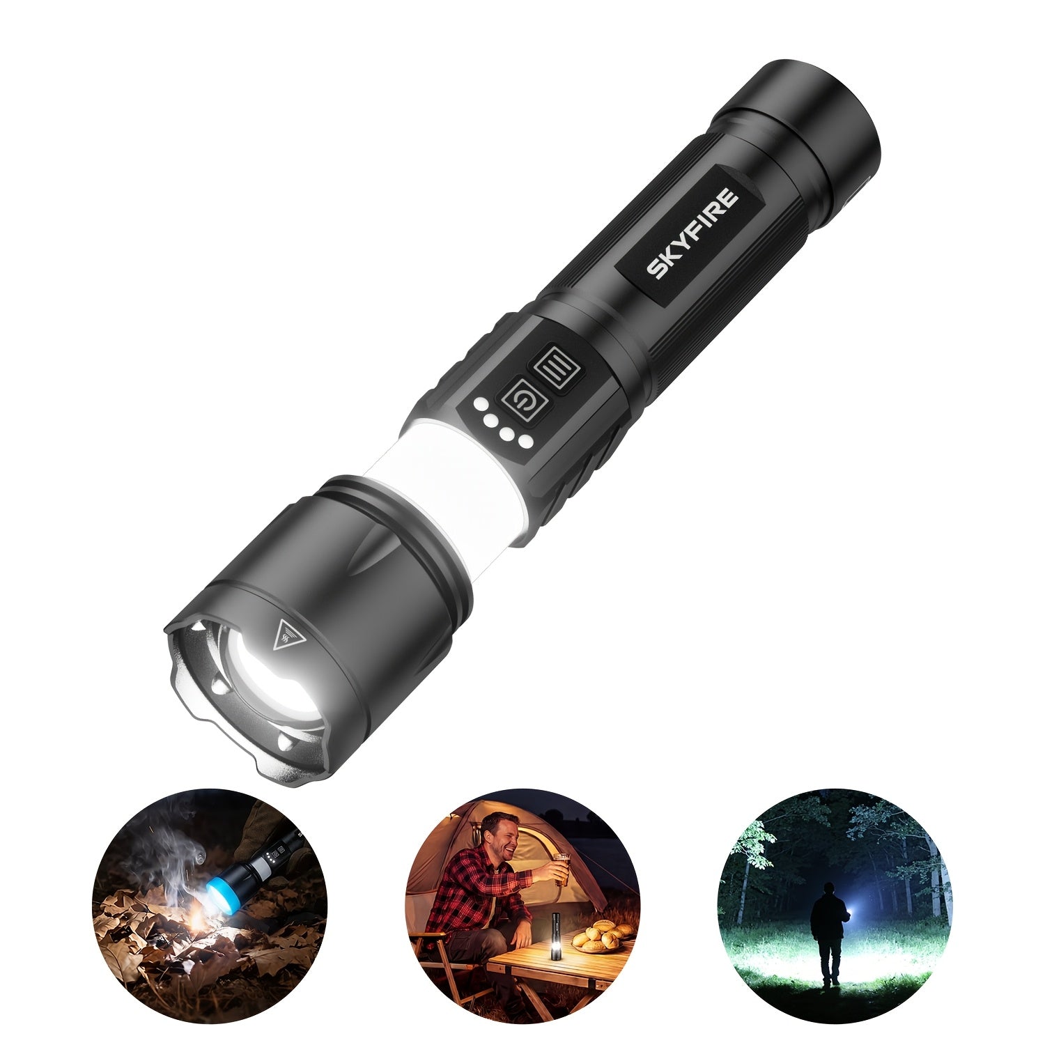 SKYFIRE Multi-Function LED Flashlight, Rechargeable 5000mAh Work Light with Zoom & Multiple Modes for Home Use, Garage & Repair