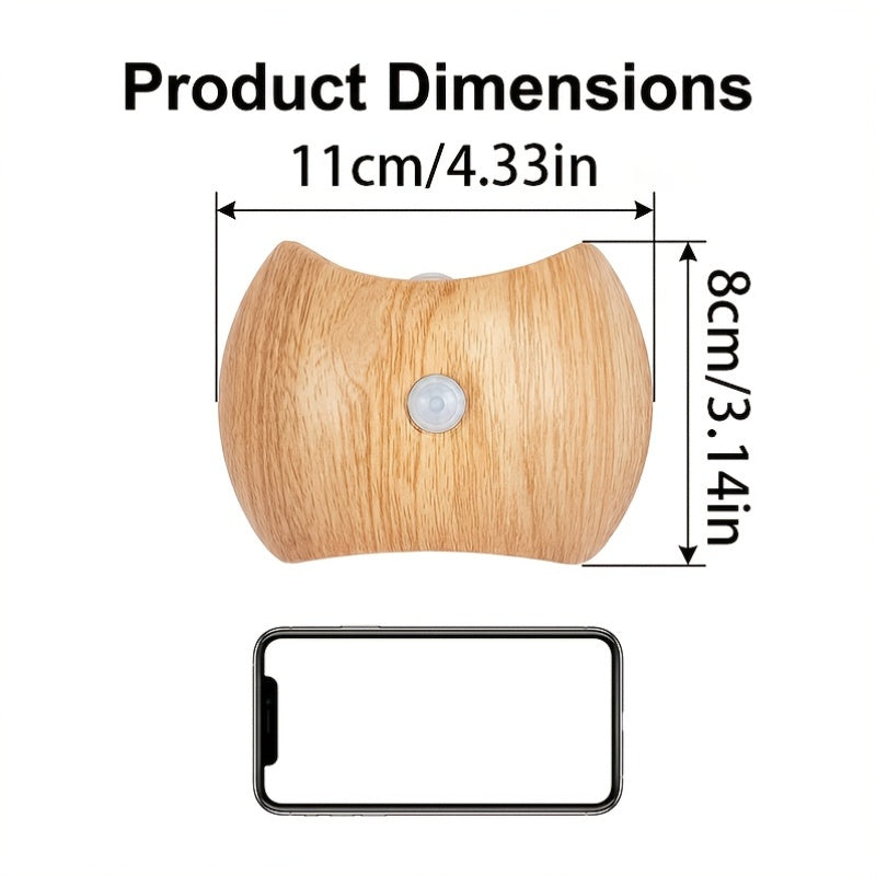 4pcs\u002F2pcs Rechargeable Motion Sensor Wall Light Sconce | 3 Colors Wireless Up and Down Wall Mount Light, Battery Operated, Wood End for Hallway, Staircase, Bedroom, Bathroom - KINGDALUX