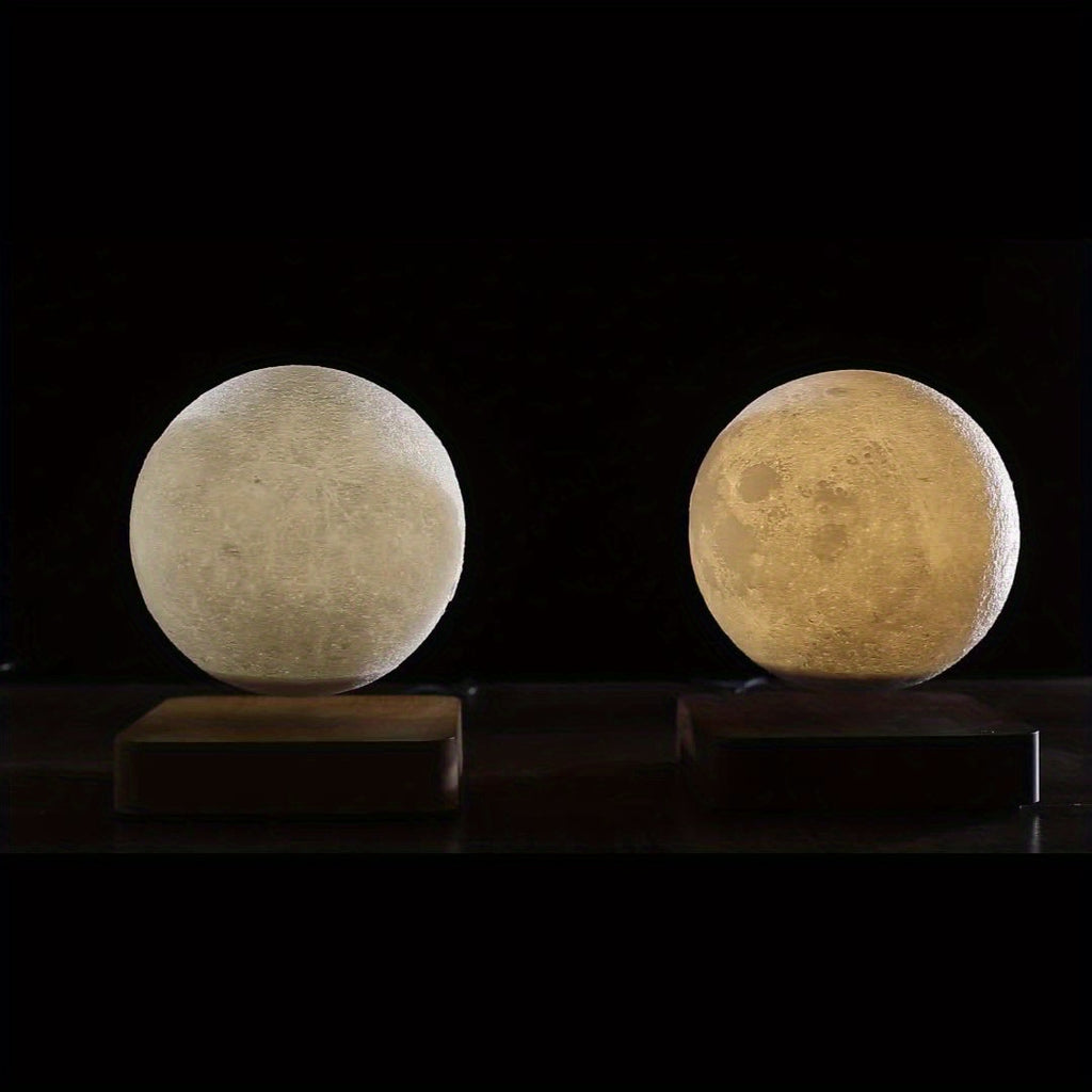 Romantic Decorative Interior Atmosphere Lamp Star Night Light Moon Levitating Moon Table Lamp, Magnetic Floating Night Light With 3 Lighting Modes, 3D Printed Levitation Bedside Table Lamp For Office Bedroom Home Decoration