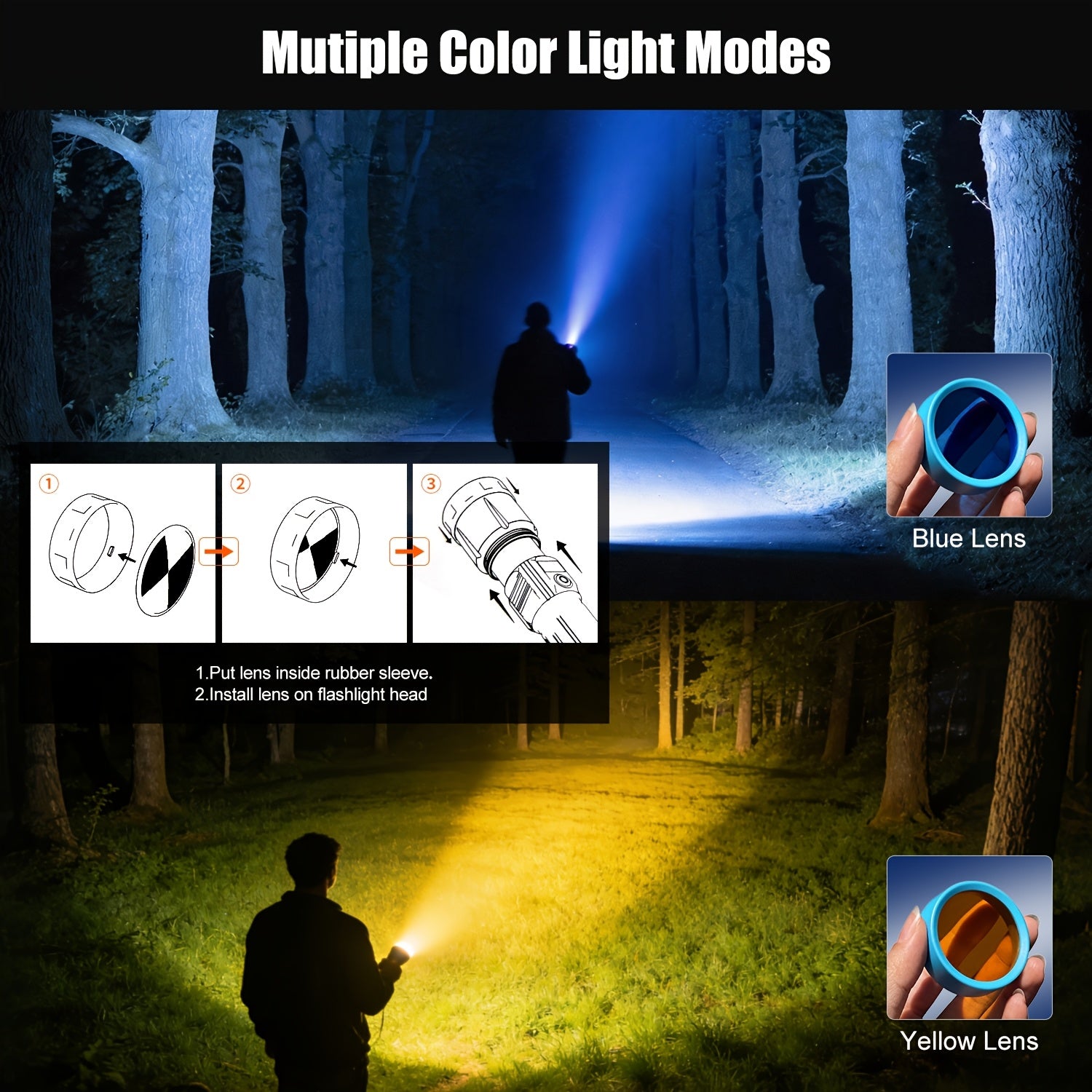 SKYFIRE Multi-Function LED Flashlight, Rechargeable 5000mAh Work Light with Zoom & Multiple Modes for Home Use, Garage & Repair