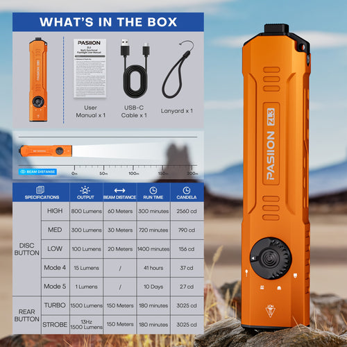 1500LUMEN Slim Tactical Flashlight & Green Laser Beam Combo, 3-Light-Source EDC Multi-Function Flashlight, High-Brightness White Light, UV365 Ultraviolet Light, Rechargeable, Essential for Home, Outdoor Adventures And Daily Use
