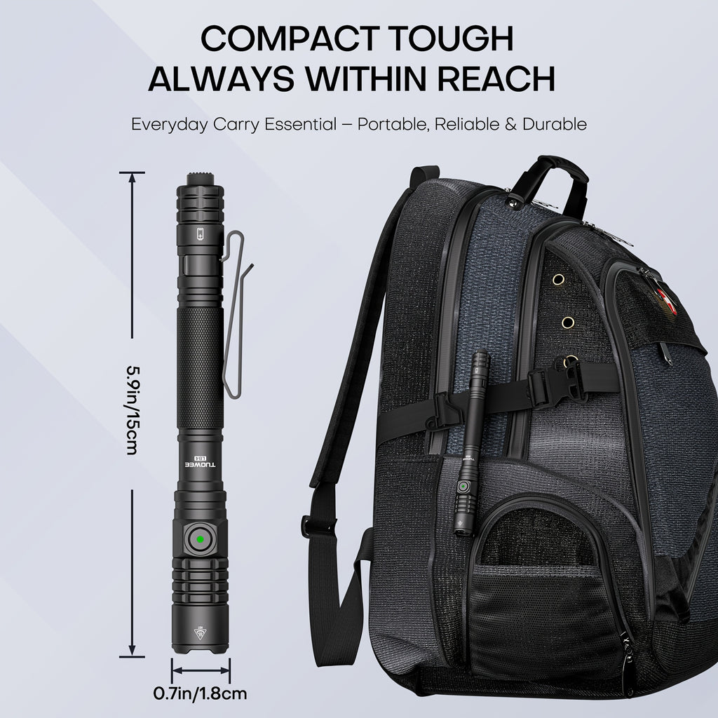 1000LM Rechargeable LED Flashlight, Tactical Tail Switch, USB-C Charging, Pocket Clip for EDC, Camping, Hiking, Emergency