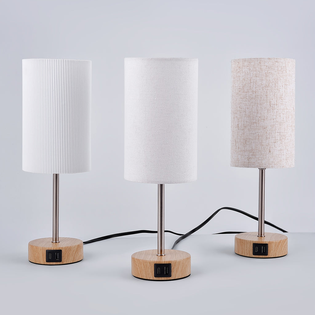 2\u002F1pc 14 Inch Small Table Lamp, Touch Control, 3-Way Dimmable, Dual USB Charging Port, 3000K Soft Warm, Compact Desk Lamp for Bedroom Nightstand, Living Room, Office, Entry, Console Table, Side Table, Gifts for Her (2 LED Dimmable Bulbs Included)
