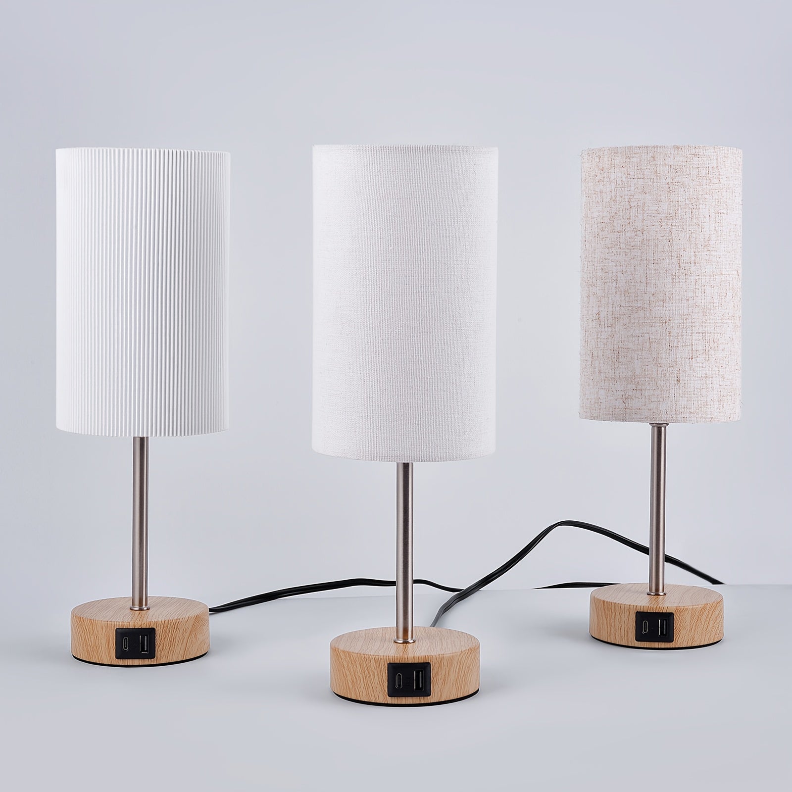 2\u002F1pc 14 Inch Small Table Lamp, Touch Control, 3-Way Dimmable, Dual USB Charging Port, 3000K Soft Warm, Compact Desk Lamp for Bedroom Nightstand, Living Room, Office, Entry, Console Table, Side Table, Gifts for Her (2 LED Dimmable Bulbs Included)