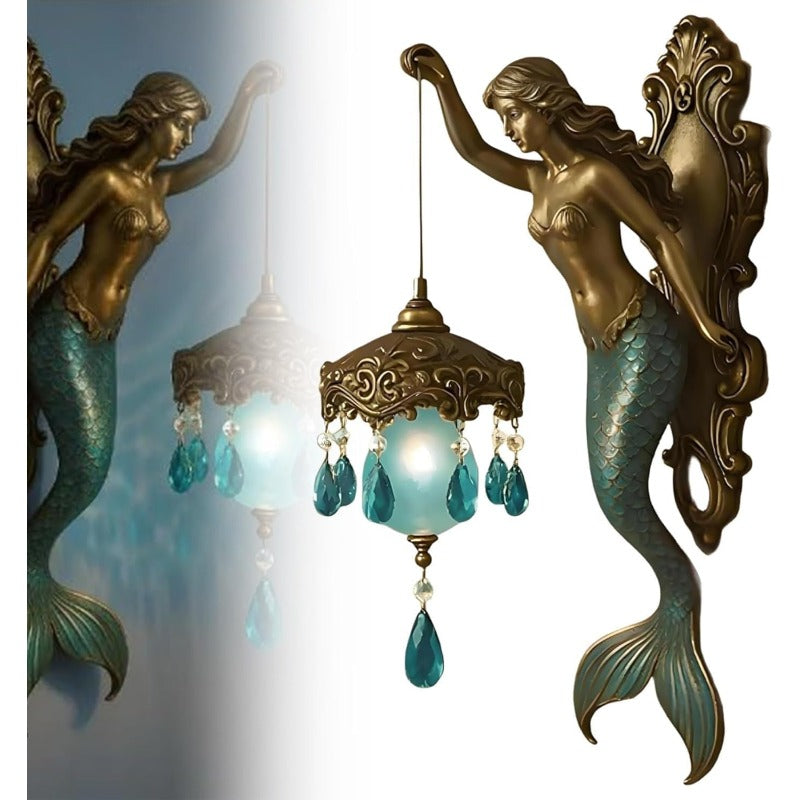 25Cm Mermaid And Fairy Wall Lamp, Vintage Night Light Elegant Mermaid Tail Design, Warm Ambient Lighting Ideal for Bedroom, Hotel, And Restaurant Decor Dreamy Themed Decorative Lighting The Perfect Holiday Gift
