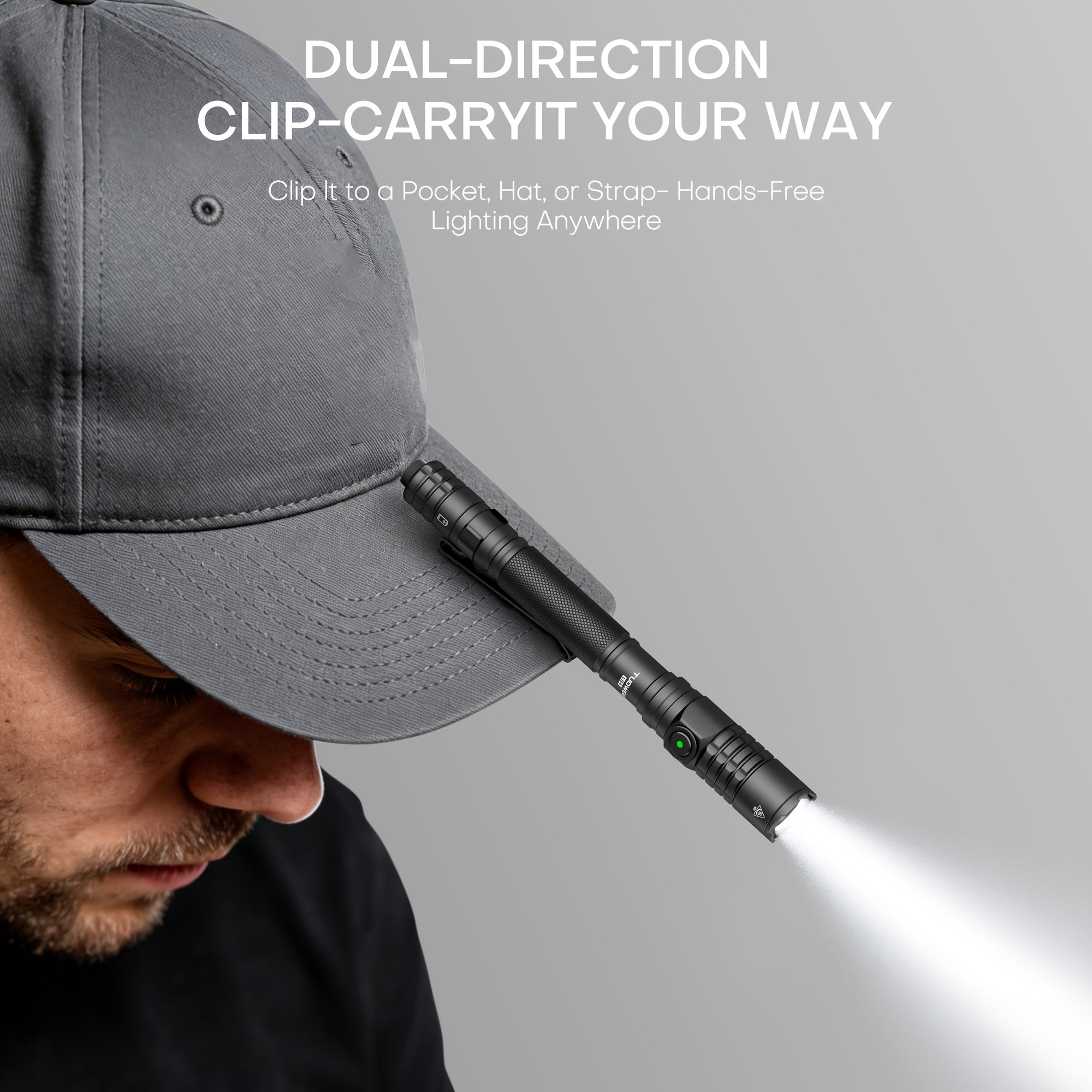 1000LM Rechargeable LED Flashlight, Tactical Tail Switch, USB-C Charging, Pocket Clip for EDC, Camping, Hiking, Emergency