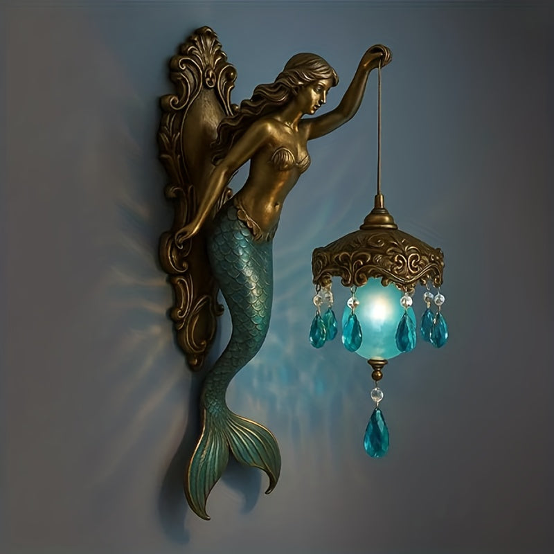 25Cm Mermaid And Fairy Wall Lamp, Vintage Night Light Elegant Mermaid Tail Design, Warm Ambient Lighting Ideal for Bedroom, Hotel, And Restaurant Decor Dreamy Themed Decorative Lighting The Perfect Holiday Gift