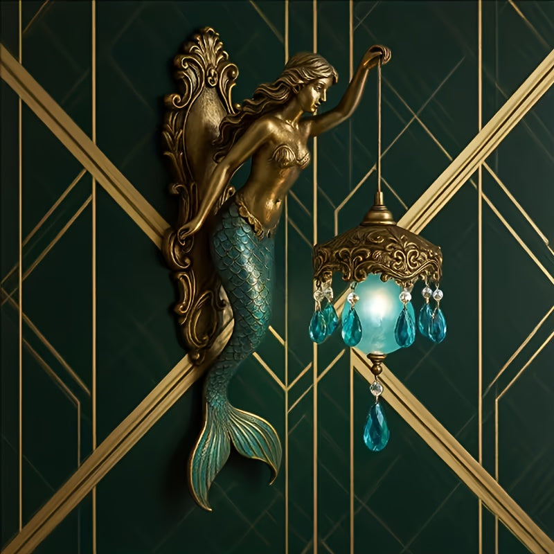 25Cm Mermaid And Fairy Wall Lamp, Vintage Night Light Elegant Mermaid Tail Design, Warm Ambient Lighting Ideal for Bedroom, Hotel, And Restaurant Decor Dreamy Themed Decorative Lighting The Perfect Holiday Gift