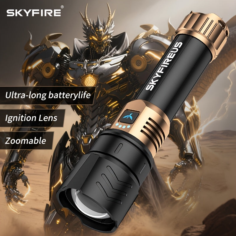 SKYFIRE Rechargeable LED Flashlight Super Bright 1300 Lumens with, Zoomable Beam & 4 Modes, Compatible for Camping, Outdoor, Emergency, - Torch Suitable for Home,, Power Outages