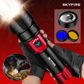 SKYFIRE LED Flashlight High Lumen, Super Bright Rechargeable Flashlight, with Ignition Lens, Adjustable Focus, Four Modes, Suitable for Camping, Outdoor, Farm, Family Use