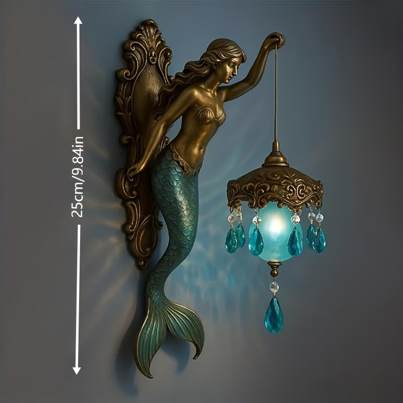 25Cm Mermaid And Fairy Wall Lamp, Vintage Night Light Elegant Mermaid Tail Design, Warm Ambient Lighting Ideal for Bedroom, Hotel, And Restaurant Decor Dreamy Themed Decorative Lighting The Perfect Holiday Gift