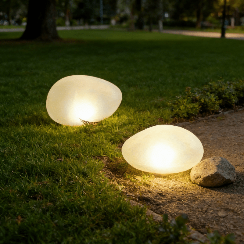 3 Solar Powered Led Pebble Shaped Lights | Ip55 Outdoor Lights, Courtyard Garden Lawn Atmosphere Lights, Balcony Buried Decorative Lights, Plug-In Free Energy-Saving Night Lights, Landscape Landscaping Lights, Light, Polished End