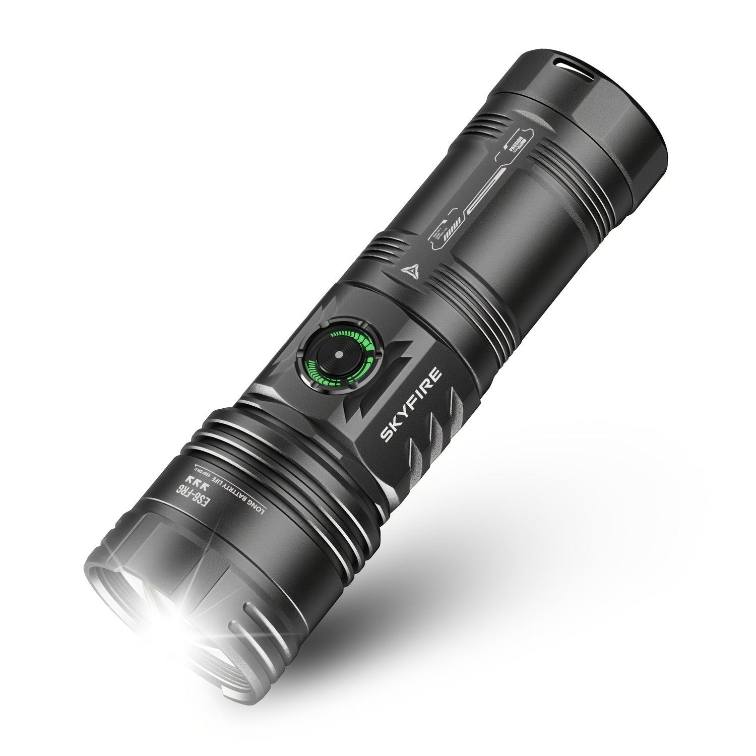 SKYFIRE 1850Lumens Rechargeable Flashlight, 6 Modes Zoomable LED Flashlight, Type-C Charging & Power Indicator, 64H Long Runtime, Bright Light for Farm Patrol, Camping, Hiking & Emergency